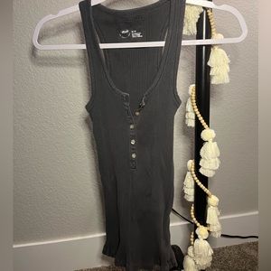 Aerie tank, ribbed, dark grey